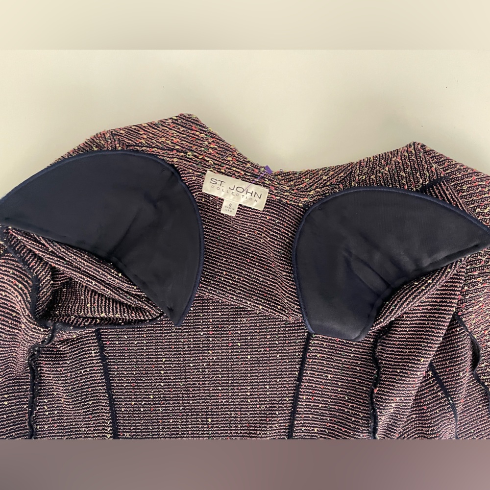 St. John Collection Tweed Blazer Jacket Texture Knit Multicolor - Picture 8 of 11